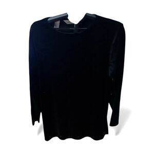 Bechamel Black Floral Velour Pullover Long Sleeve Top Size Large